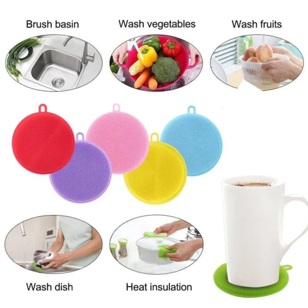 SILICONE DISH SCRUBBER SPONGE MILDEW FREE, NON STICK, HEAT RESISTANT