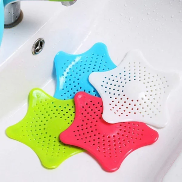 SILICONE STAR SHAPED SINK FILTER BATHROOM HAIR CATCHER DRAIN STRAINERS FOR BASIN pack of 2